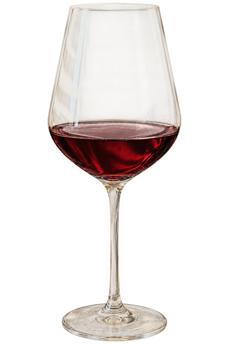 An elegant glass of ruby wine