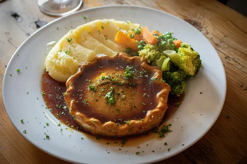 Steak pie with mash