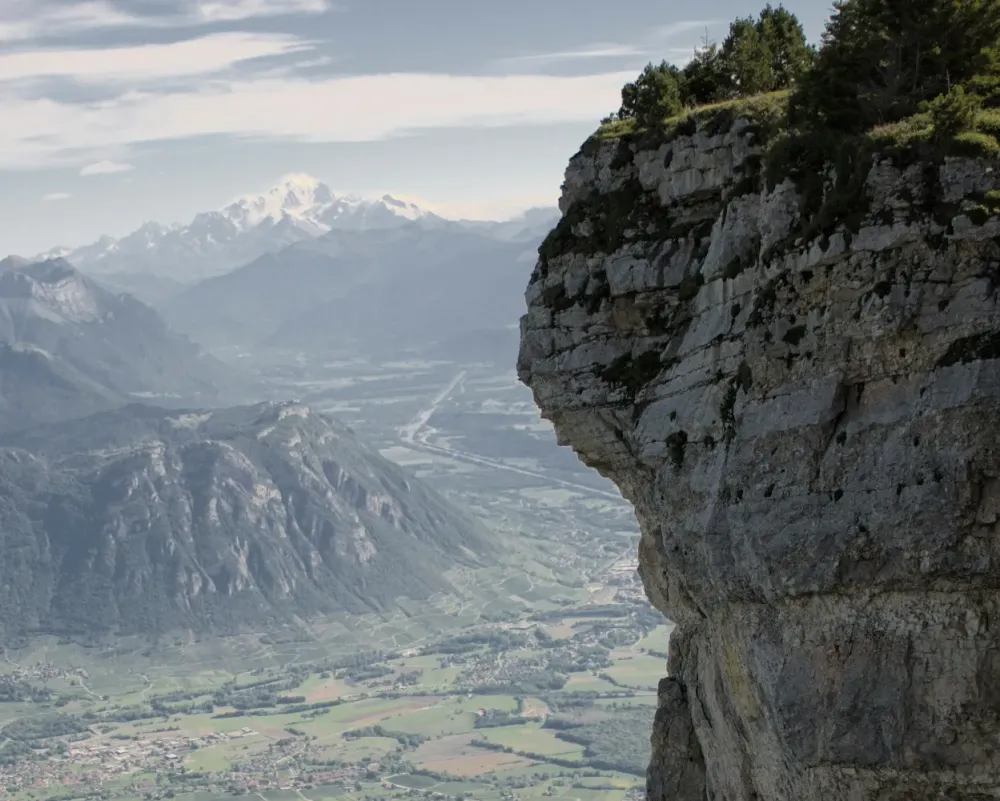 View from Mont Granier to the Vineyards and further away the Mont Blanc